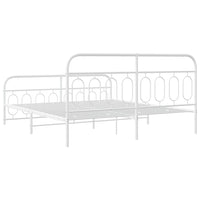 Thumbnail for Bettgestell mit Kopf- und Fußteil Metall Weiß 160x200 cm