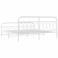 Thumbnail for Bettgestell mit Kopf- und Fußteil Metall Weiß 200x200 cm