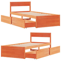 Thumbnail for Massivholzbett ohne Matratze Wachsbraun 100x200 Kiefernholz