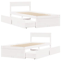 Thumbnail for Massivholzbett ohne Matratze Weiß 75x190 cm Kiefernholz