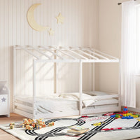 Thumbnail for Kinderbett mit Dach Weiß 100x200 cm Massivholz Kiefer