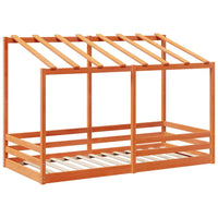 Thumbnail for Kinderbett mit Dach Wachsbraun 100x200 cm Massivholz Kiefer