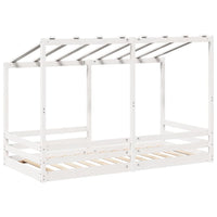 Thumbnail for Kinderbett mit Dach Weiß 90x200 cm Massivholz Kiefer