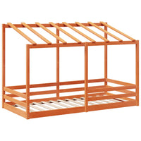 Thumbnail for Kinderbett mit Dach Wachsbraun 90x200 cm Massivholz Kiefer