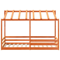 Thumbnail for Kinderbett mit Dach Wachsbraun 90x200 cm Massivholz Kiefer