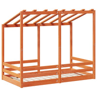 Thumbnail for Kinderbett mit Dach Wachsbraun 80x160 cm Massivholz Kiefer