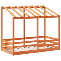 Thumbnail for Kinderbett mit Dach Wachsbraun 70x140 cm Massivholz Kiefer