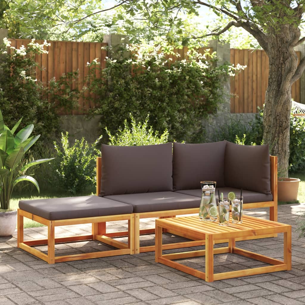 Gartensofa mit Kissen 2-Sitzer Massivholz Akazie