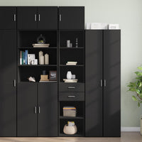 Thumbnail for Hochschrank Schmal Schwarz 45x42,5x225 cm Holzwerkstoff