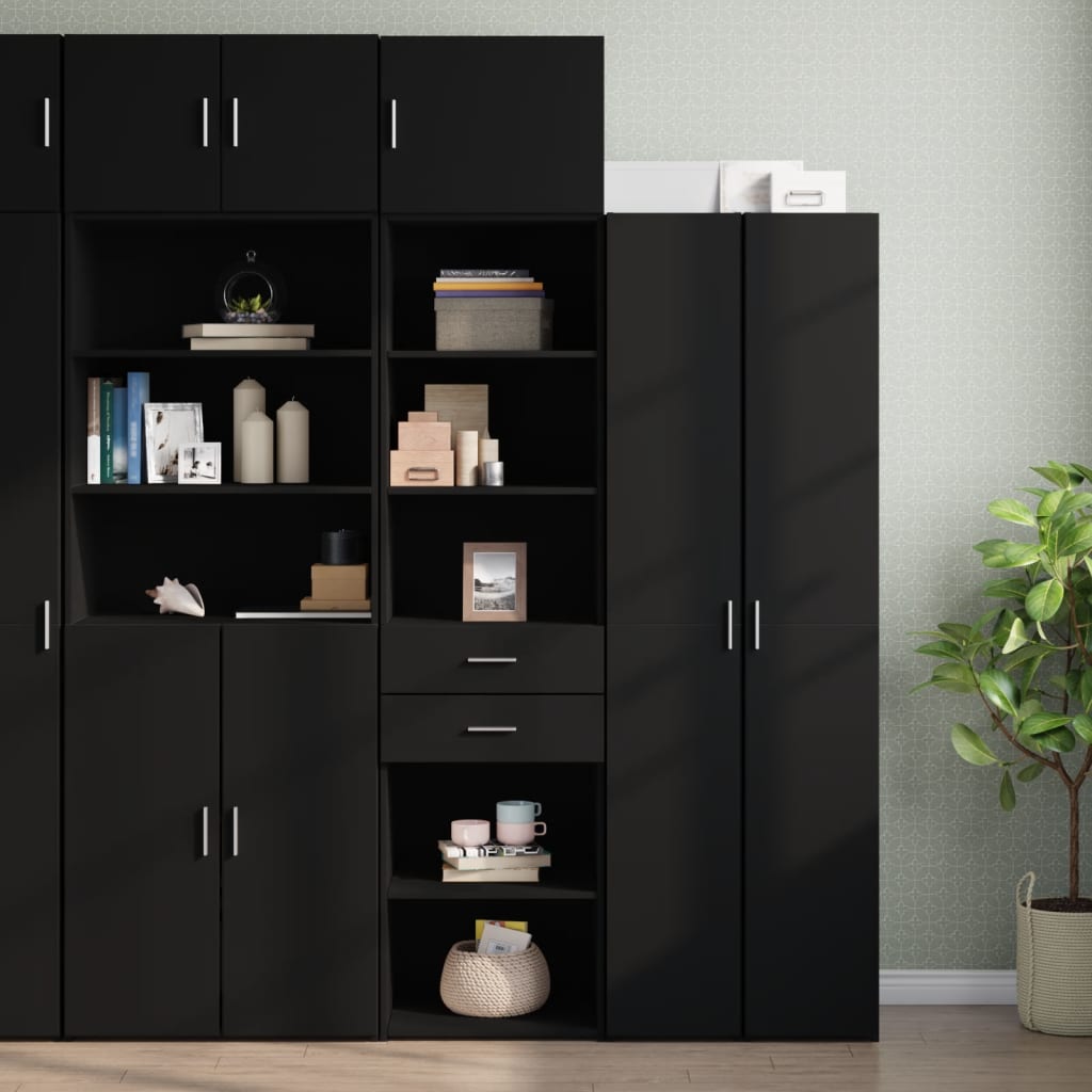 Hochschrank Schmal Schwarz 50x42,5x225 cm Holzwerkstoff