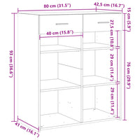 Thumbnail for Sideboard Braun Eichen-Optik 80x42,5x93 cm Holzwerkstoff