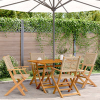 Thumbnail for 5-tlg. Garten-Essgruppe Beige Poly Rattan und Massivholz