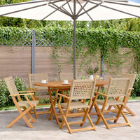 Thumbnail for 7-tlg. Garten-Essgruppe Poly Rattan und Massivholz Beige