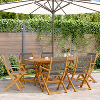 Thumbnail for 7-tlg. Garten-Essgruppe Polypropylen und Massivholz Grau