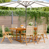 Thumbnail for 7-tlg. Garten-Essgruppe Poly Rattan und Massivholz Beige