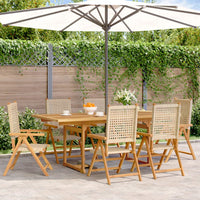 Thumbnail for 7-tlg. Garten-Essgruppe Poly Rattan und Massivholz Beige