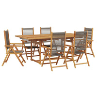 Thumbnail for 7-tlg. Garten-Essgruppe Polypropylen und Massivholz Grau