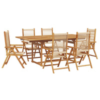 Thumbnail for 7-tlg. Garten-Essgruppe Polypropylen und Massivholz Beige