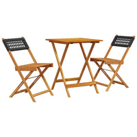 Thumbnail for 3-tlg. Bistro-Set Schwarz Poly Rattan und Massivholz