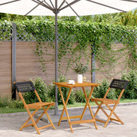 Thumbnail for 3-tlg. Bistro-Set Schwarz Poly Rattan und Massivholz