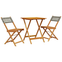 Thumbnail for 3-tlg. Bistro-Set Grau Poly Rattan und Massivholz