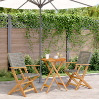 Thumbnail for 3-tlg. Bistro-Set Grau Poly Rattan und Massivholz