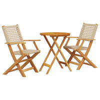 Thumbnail for 3-tlg. Bistro-Set Beige Poly Rattan und Massivholz