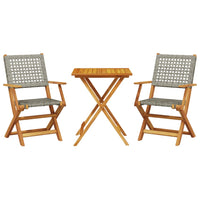 Thumbnail for 3-tlg. Bistro-Set Grau Poly Rattan und Massivholz
