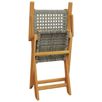 Thumbnail for 3-tlg. Bistro-Set Grau Poly Rattan und Massivholz