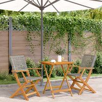 Thumbnail for 3-tlg. Bistro-Set Grau Poly Rattan und Massivholz