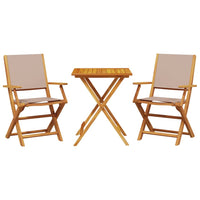 Thumbnail for 3-tlg. Bistro-Set Taupe Stoff und Massivholz