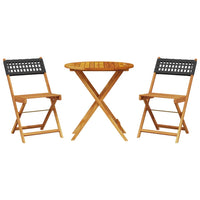 Thumbnail for 3-tlg. Bistro-Set Schwarz Poly Rattan und Massivholz