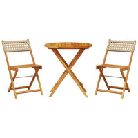 Thumbnail for 3-tlg. Bistro-Set Beige Poly Rattan und Massivholz