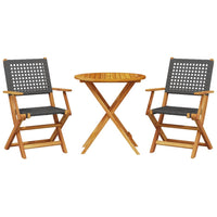 Thumbnail for 3-tlg. Bistro-Set Schwarz Poly Rattan und Massivholz