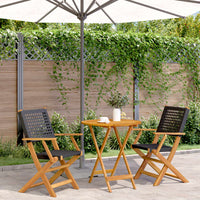 Thumbnail for 3-tlg. Bistro-Set Schwarz Poly Rattan und Massivholz