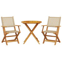 Thumbnail for 3-tlg. Bistro-Set Beige Poly Rattan und Massivholz