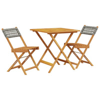 Thumbnail for 3-tlg. Bistro-Set Grau Poly Rattan und Massivholz