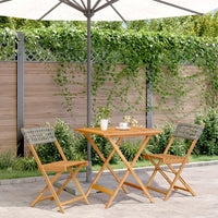 Thumbnail for 3-tlg. Bistro-Set Grau Poly Rattan und Massivholz