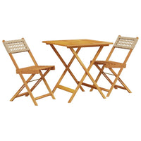 Thumbnail for 3-tlg. Bistro-Set Beige Poly Rattan und Massivholz