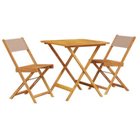 Thumbnail for 3-tlg. Bistro-Set Taupe Stoff und Massivholz