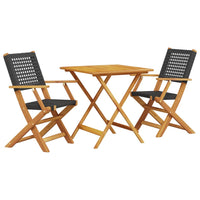 Thumbnail for 3-tlg. Bistro-Set Schwarz Poly Rattan und Massivholz