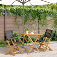 Thumbnail for 3-tlg. Bistro-Set Schwarz Poly Rattan und Massivholz