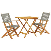 Thumbnail for 3-tlg. Bistro-Set Grau Poly Rattan und Massivholz