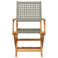 Thumbnail for 3-tlg. Bistro-Set Grau Poly Rattan und Massivholz