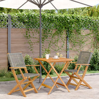 Thumbnail for 3-tlg. Bistro-Set Grau Poly Rattan und Massivholz