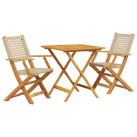 Thumbnail for 3-tlg. Bistro-Set Beige Poly Rattan und Massivholz