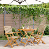 Thumbnail for 3-tlg. Bistro-Set Beige Poly Rattan und Massivholz