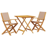 Thumbnail for 3-tlg. Bistro-Set Taupe Stoff und Massivholz