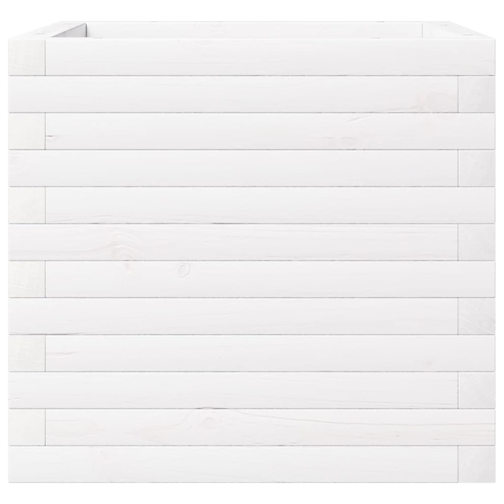 Pflanzkübel Weiß 50x50x46 cm Massivholz Kiefer