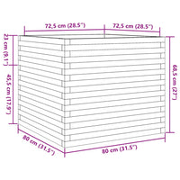 Thumbnail for Pflanzkübel Wachsbraun 80x80x68,5 cm Massivholz Kiefer